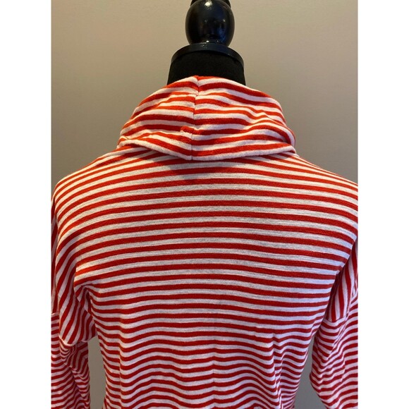 Jones New York Top Size Small Red White Stripes Cowl Tie Neck Dropped Shoulder - Picture 6 of 10